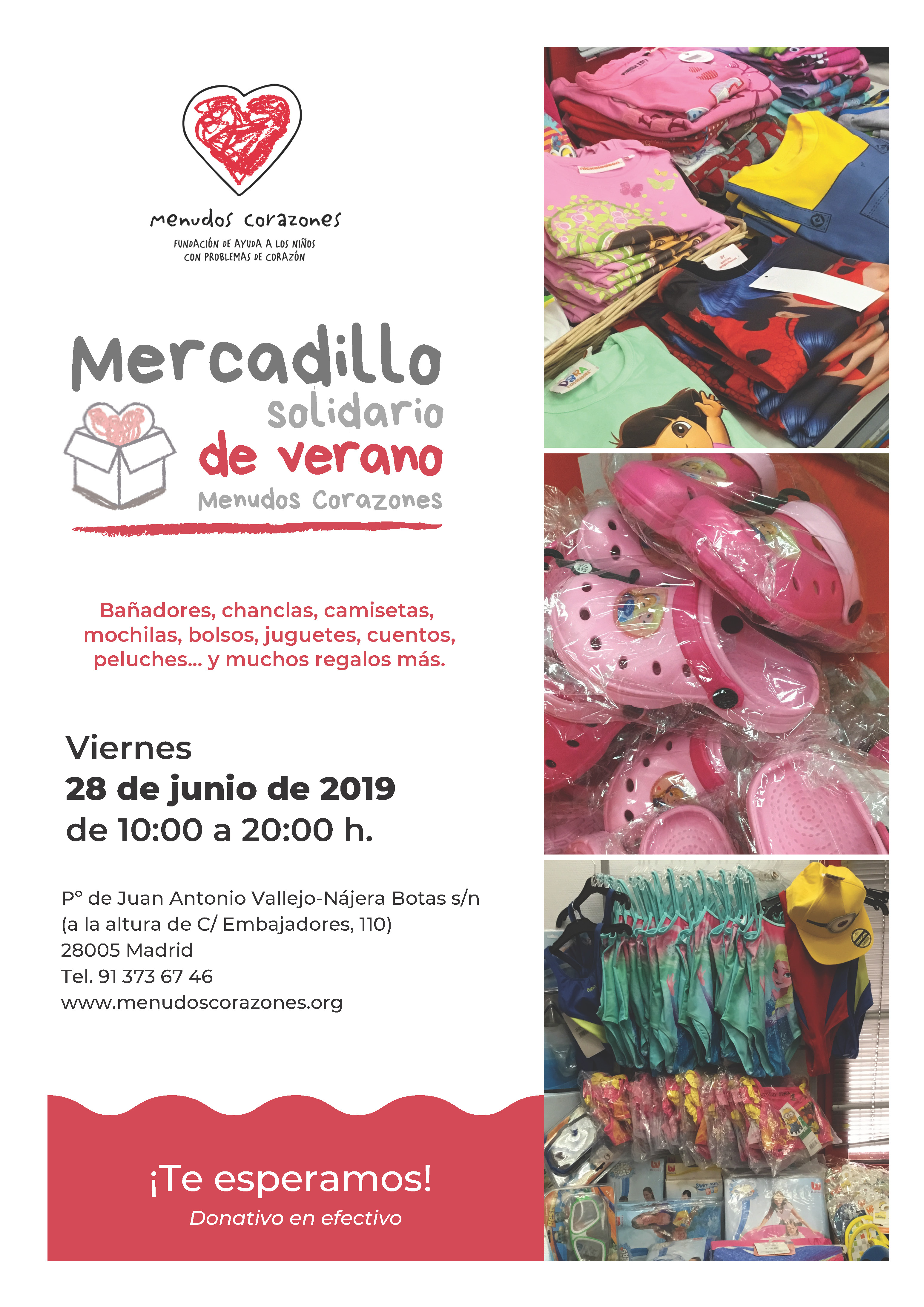 Cartel Mercadillo Solidario de Verano de Menudos Corazones