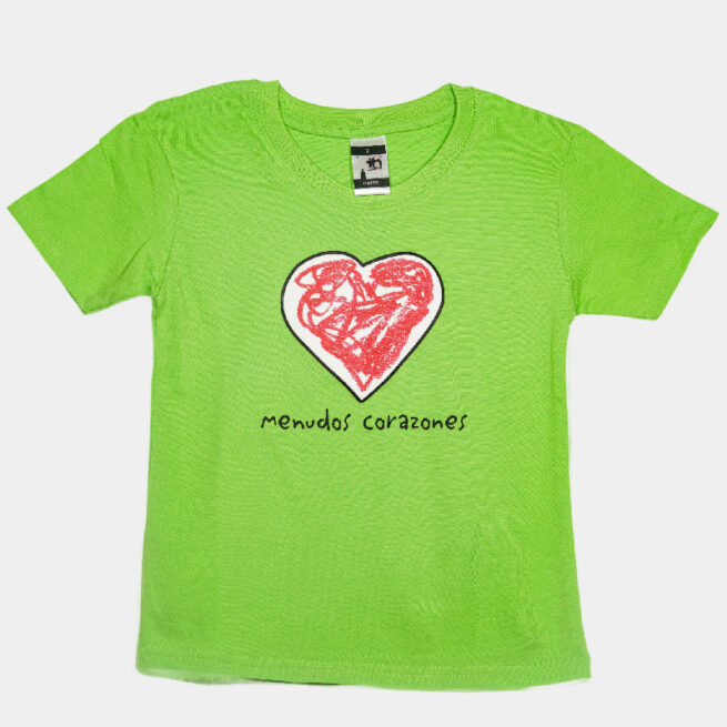 camiseta solidaria infantil menudos corazones manga corta verde
