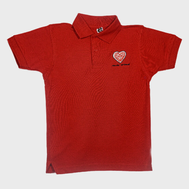 polo solidario infantil menudos corazones rojo