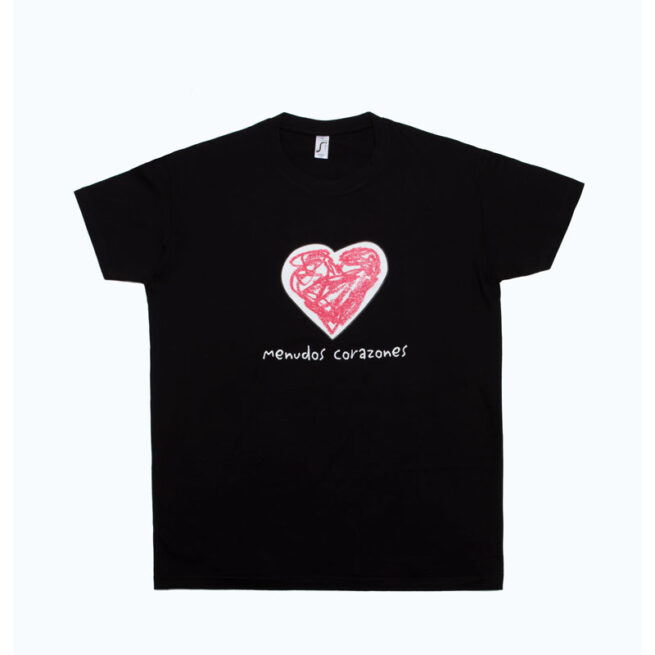 camiseta solidaria menudos corazones hombre negra