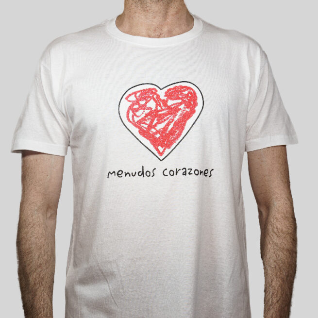 camiseta solidaria menudos corazones hombre blanca