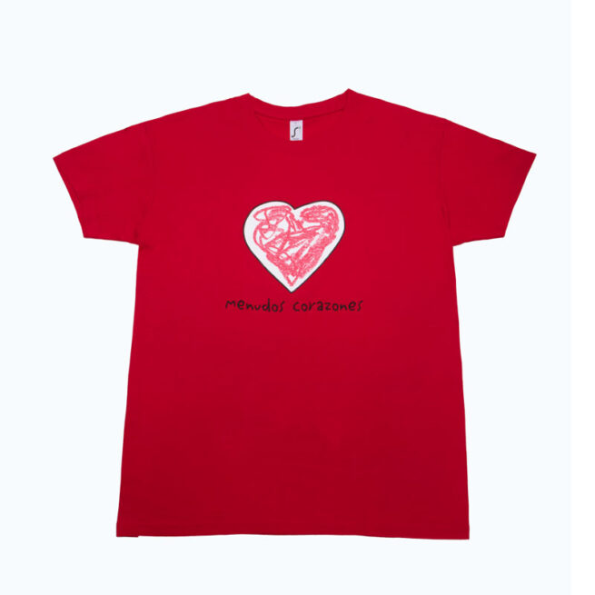 camiseta solidaria menudos corazones hombre roja