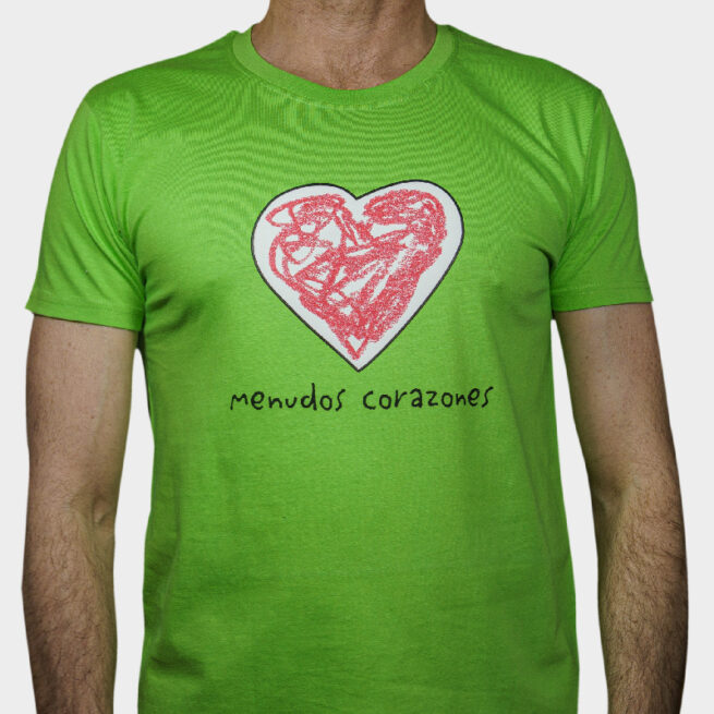 camiseta solidaria menudos corazones hombre verde