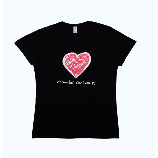 camiseta menudos corazones negra