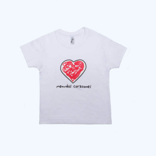 camiseta solidaria infantil menudos corazones manga corta blanca